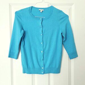 Talbots Bright Blue 3/4-Sleeve Cardigan